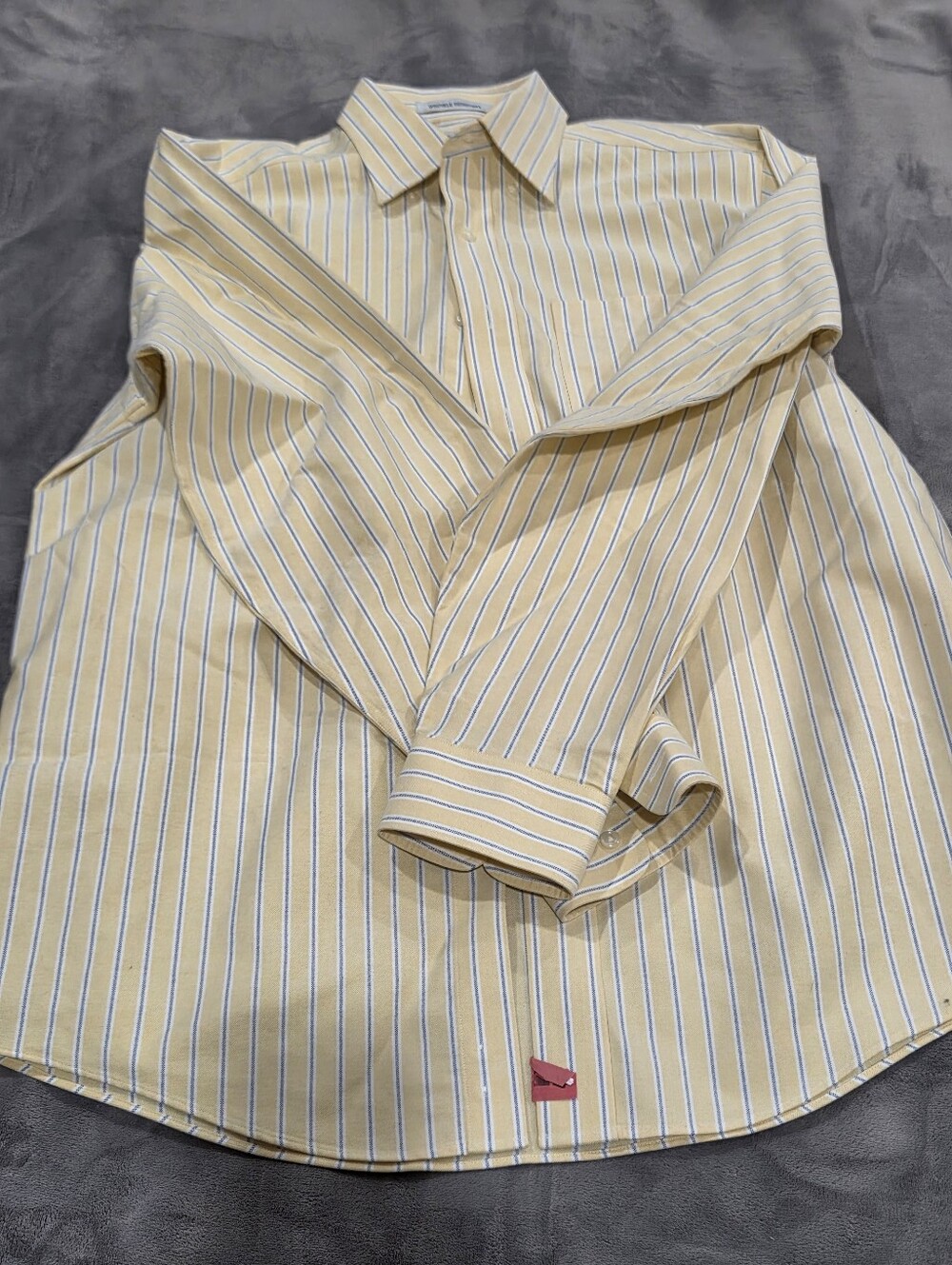 L.L. Bean Yellow and Blue Striped Dress Shirt